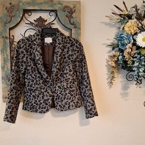 LOFT Animal Print Blazer in Blk/Gray/Brn. Excellent Condition NWOT Size XS